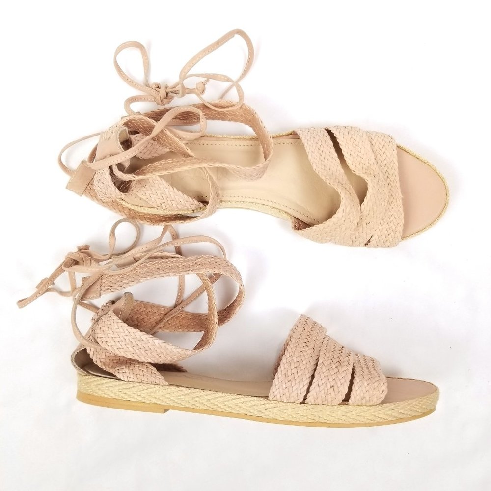 NWOT Kaanas Woven Flat Sandals Pale Blush Sz 8